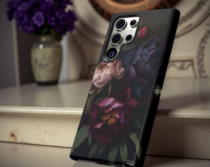 Dark Goth Floral Phone Case: Dual Layer, Impact Resistant