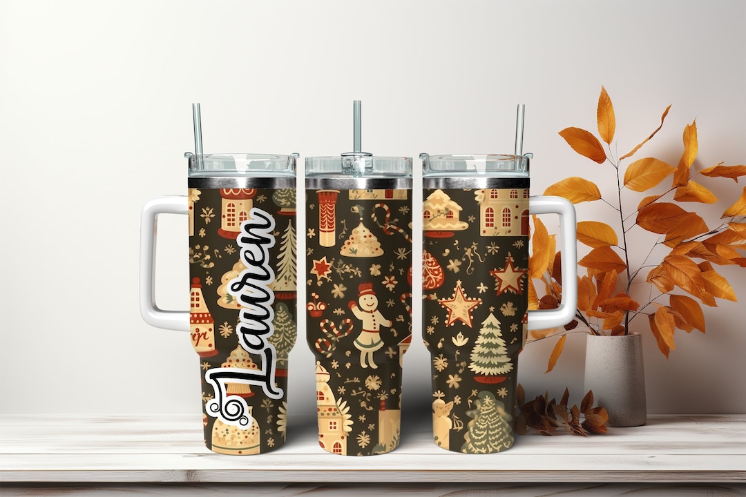 Personalized Vintage Christmas Name 40oz Tumbler With Handle & Etsy