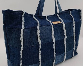 Upcycling Jeanstasche, Handtasche, Schultertasche, Shopper