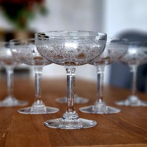 Old Baccarat champagne glasses set crystal antique circa 1880