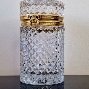 Rzadkie antyczne francuskie pudełko z biżuterią Baccarat Ormolu Empire c1850