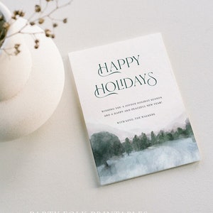 Happy Holidays Christmas Card Template, Editable Photo Christmas Card, Printable Season’s Greetings Card Template, Winter Wonderland Card