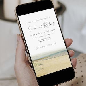 Electronic Beach Wedding Invitation Template, Seaside Mobile Evite, Coastal Text Message, Beach Wedding Evite, Smartphone Invite, MARIS