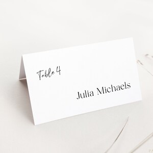 JULIA Minimalist Place Card Template, Printable Tented Place Card, Editable Place Card Template, Modern Wedding Place Cards, Digital, DIY