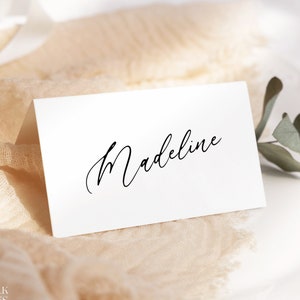 Minimalist Wedding Place Card Template, Editable Modern Place Card, Printable Name Card, Tent Fold Flat Place Card, Instant Download, F03