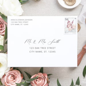 Editable Minimalist Envelope Address Template, Personalised Modern Address Label, Printable Instant Download Pre-Addressed Envelope A7
