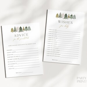 Winter Forest Wishes For Baby Advice For Parents-to-be, Printable Holidays Baby Shower Advice Wishes, Christmas Tree Baby Shower Games, A31