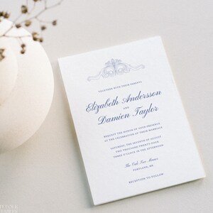 Blue Wedding Invitation Template, Ornament Invitation, Victorian, Printable Blue Invite, Dusty Blue Vintage Invite, Bridgerton Theme, C02