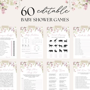 Editable Baby Shower Baby In Bloom Game Bundle, Baby Shower Lilac Game Template, Floral Baby Shower Game Bundle, Wildflower Baby Shower, S01