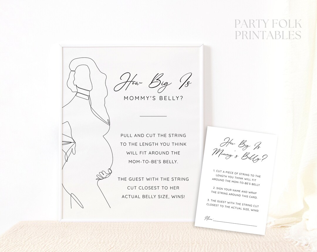 Printable Minimalist How Big is Mommy's Belly Game, Modern Baby Shower ...