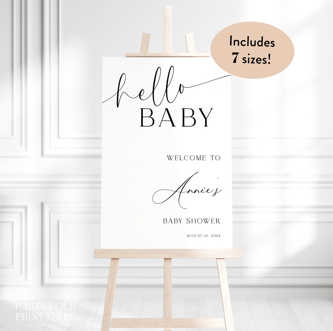 Minimalist Baby Shower Welcome Sign Template, Editable Modern Baby ...