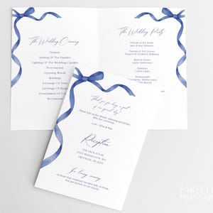Navy Blue Bow Ceremony Booklet Template, Navy Blue Ribbon Event Program ...