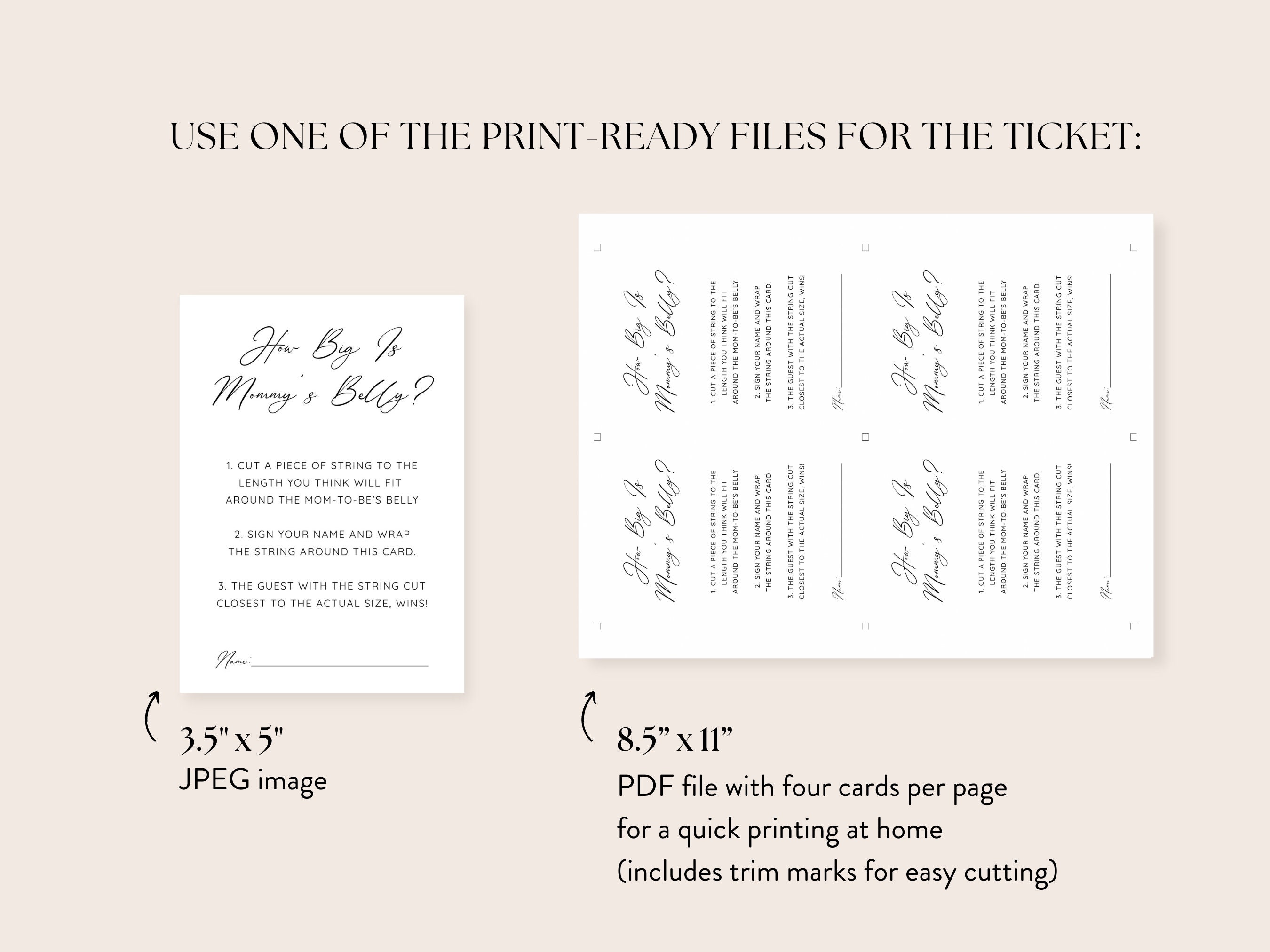 Printable Minimalist How Big is Mommy's Belly Game, Modern Baby Shower ...