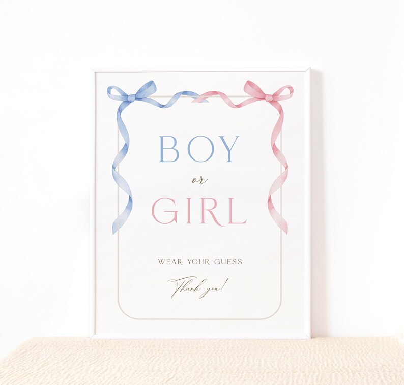 Blue Pink Boy or Girl Gender Reveal Sign, Printable Instant Pink Blue ...
