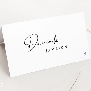 Minimal Wedding Place Card Template, Editable Black and White Place Card, Printable Name Card, Elegant Place Card, Instant Download