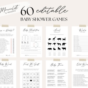 Editable Minimalist Baby Shower Game Bundle, Modern Baby Shower Game Template, Classic Oh Baby Shower Games, Gender Neutral Baby Shower, S04