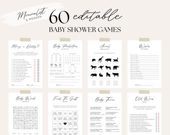 Editable Minimalist Baby Shower Game Bundle, Modern Baby Shower Game Template, Classic Oh Baby Shower Games, Gender Neutral Baby Shower, S04