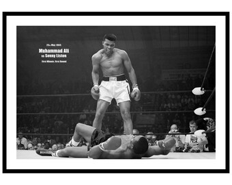 thumbnail interactive-video image 1 of Muhammad Ali Vs. Sonny Liston Boxing Fight Reproduction Poster - 11x14, Boston 1 of 6