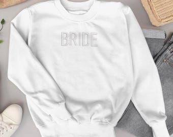 Embroidered Bride Sweatshirt: White Bridal Crewneck