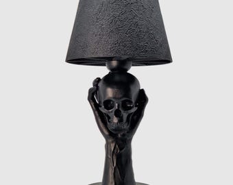 Sculpted Hand and Skull Lamp | Shakespearean Gothic Light | Macabre Decor