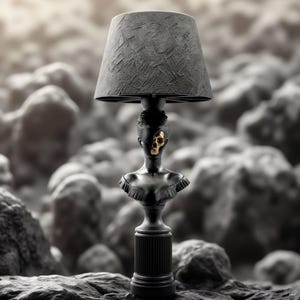 Table lamp, His and Hers, Decorative lamp, Bedside table light, Skull lamp, Greek statue, Home Decor, Modern lamp, Goth decor- Skull face
