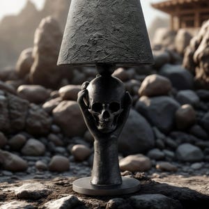 Table lamp, Decorative lamp, Bedside table light, Skull lamp, Home decor, Modern shade, Goth decor, Black lamp- To Be Or Not to Be