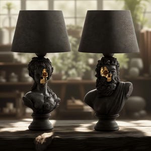 Table lamp, His and Hers, Decorative lamp, Bedside table light, Skull lamp, Home decor, Modern shade- David and Venus lamp
