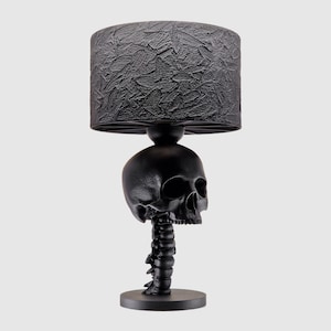 Skull Table lamp, Decorative lamp, Bedside table light, Skull spine lamp, Home decor, Goth decor, Handmade lamp- The Skull Spine