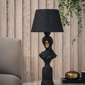 Table lamp, His and Hers, Decorative lamp, Bedside table light, Skull lamp, Greek statue, Home Decor, Modern lamp, Goth decor- Skull face