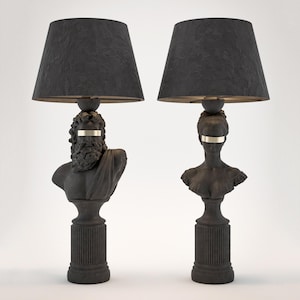 Table lamp, His and Hers, Decorative lamp, Bedside table light, Greek statue lamp, Home decor, Modern lamp, Greek mythology- Zeus and Hera