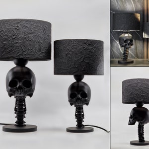 Skull Table lamp, Decorative lamp, Bedside table light, Skull spine lamp, Home decor, Goth decor, Handmade lamp- The Skull Spine