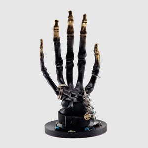 Mano portagioie, Decorazione scheletrica, Organizzatore per anelli, Porta anelli, Regali unici, Espositore per orecchini e anelli, Albero porta accessori, Supporto per albero, Mano porta teschio