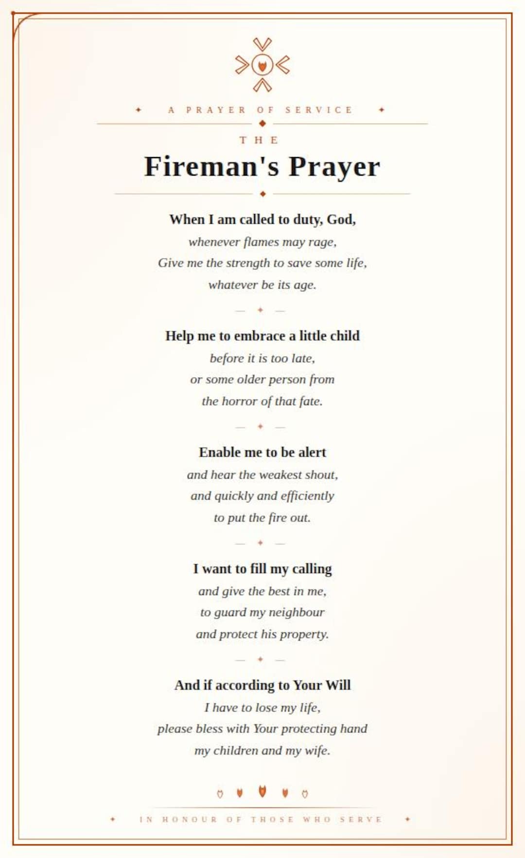 Fireman's Prayer Wall Art | Firefighter Motivational Print (digital ...