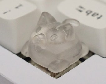 Crystal Jelly Kitty Cat Keycap: Custom Resin Artisan RGB Keyboard Keycap
