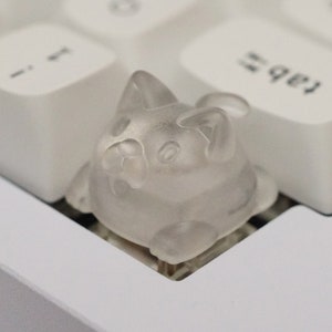 Crystal Jelly Kitty Cat Keycap: Custom Resin Artisan RGB Keyboard Keycap