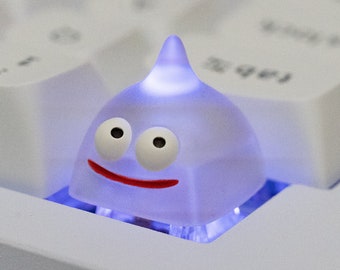 Crystal Dragon Quest Slime Keycap: Handmade Resin Artisan Keycap