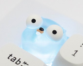 Crystal Golang Gopher Keycap - RGB Handmade Resin Artisan Keycap