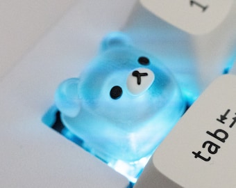 Crystal Bear Keycap: Handmade Resin Artisan Keycap