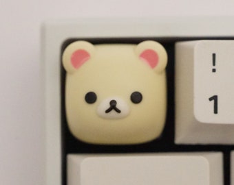 Korilakkuma Bear Artisan Keycap | Cute Kawaii Handmade Keycap | Multishot Resin Cast Keycap