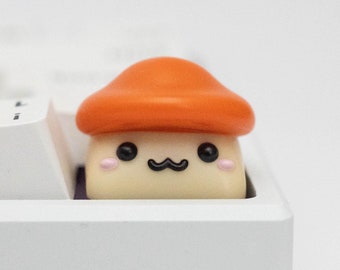 Orange Mushroom Keycap: Handmade Resin Artisan Keycap