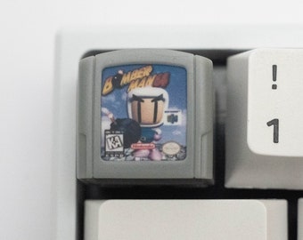 Bomberman N64 Cartridge Artisan Keycap | Custom Resin Cast Retro Game Keycap for Keyboards