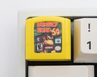 Donkey Kong N64 Cartridge Artisan Keycap | Custom Resin Cast Retro Game Keycap for Keyboards