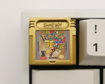 Gold Gameboy Cartridge Keycap: Handmade Resin Artisan Keycap