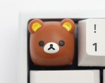 Rilakkuma Bear Artisan Keycap | Cute Kawaii Handmade Keycap | Multishot Resin Cast Keycap