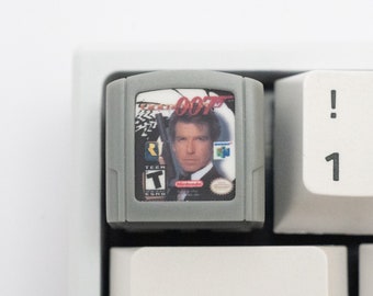 GoldenEye N64 Cartridge Artisan Keycap | Custom Resin Cast Retro Game Keycap for Keyboards