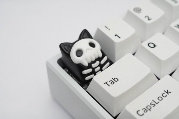 Skull Cat Keycap - Halloween Spooky Handmade Resin Artisan Hiko 3D Keycap