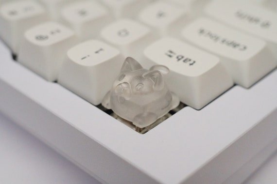 Crystal Jelly Kitty Cat Keycap: Custom Resin Artisan RGB Keyboard Keycap
