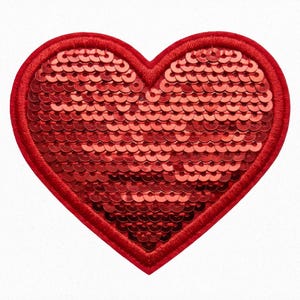 Red Sequin Heart PNG Patch - Valentine Clipart for Sublimation