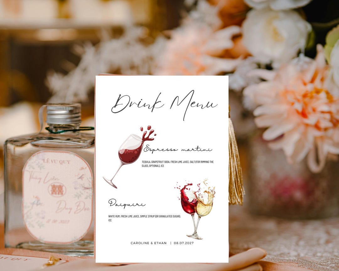 Modern Printable Drink Menu Template – Customizable Canva Bar Sign ...