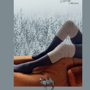 Knee-warmer, 100% yak wool, grey, women’s S/M size.